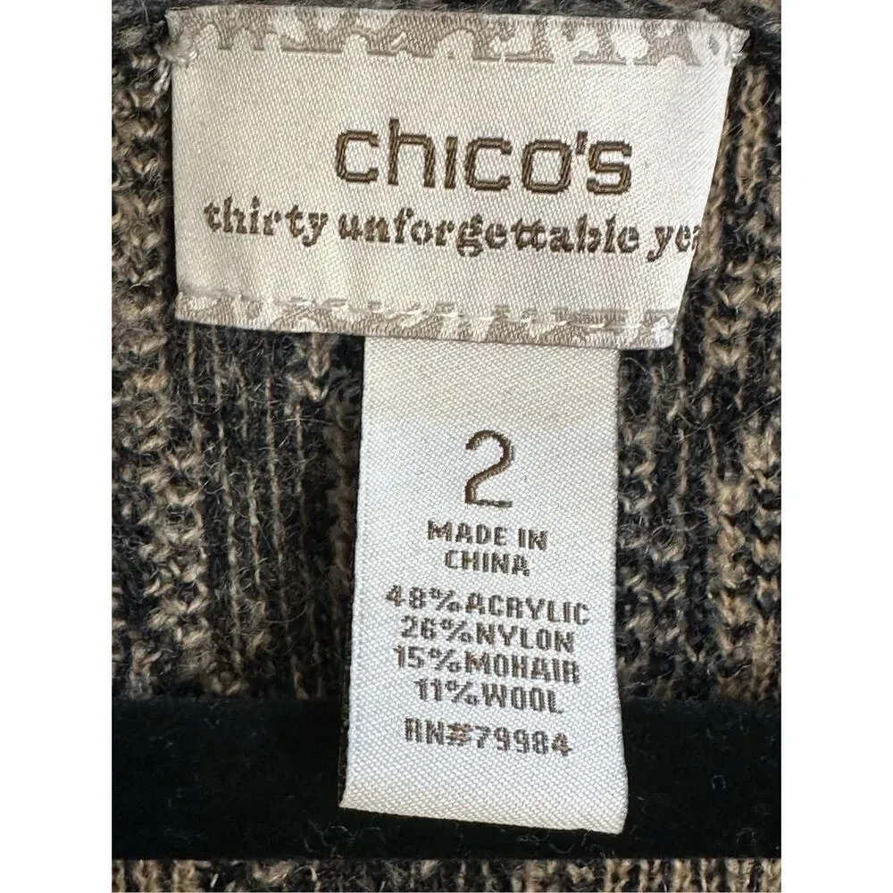 Chico’s Size 12 (L) long sweater Duster mohair, wool